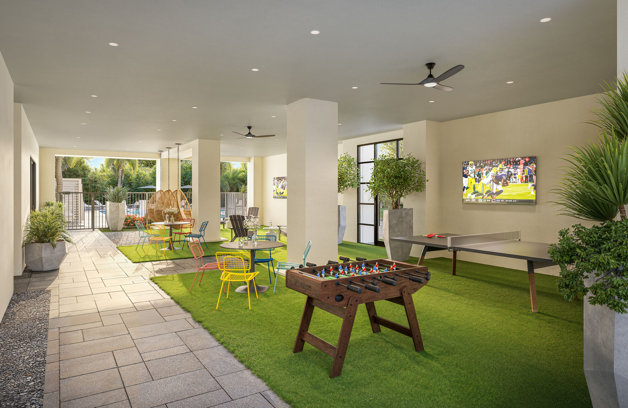 covered outdoor recreational game lounge